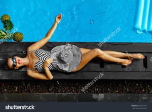 stock photo woman summer fashion happy sexy smiling girl with fit body long legs healthy skin in bikini sun 401672065